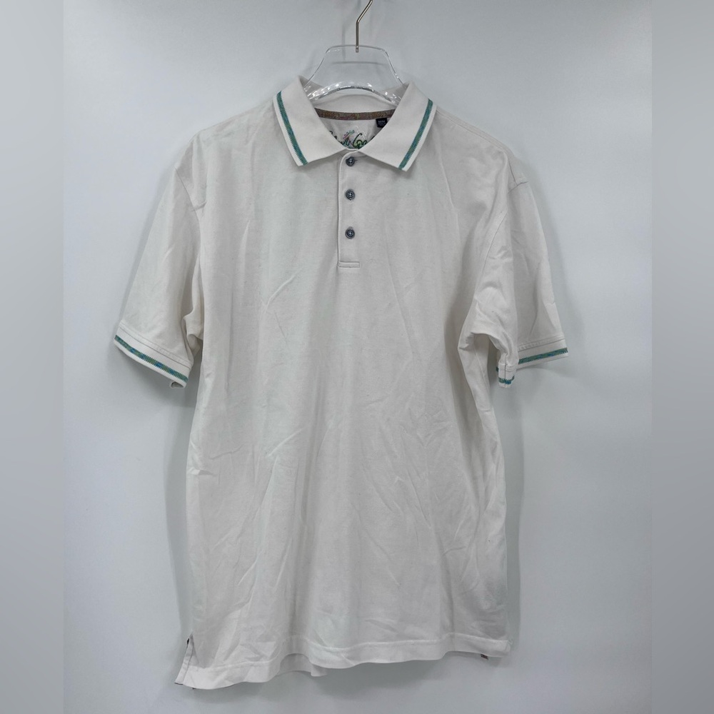 Robert Graham white and‎ green polo shirt size medium